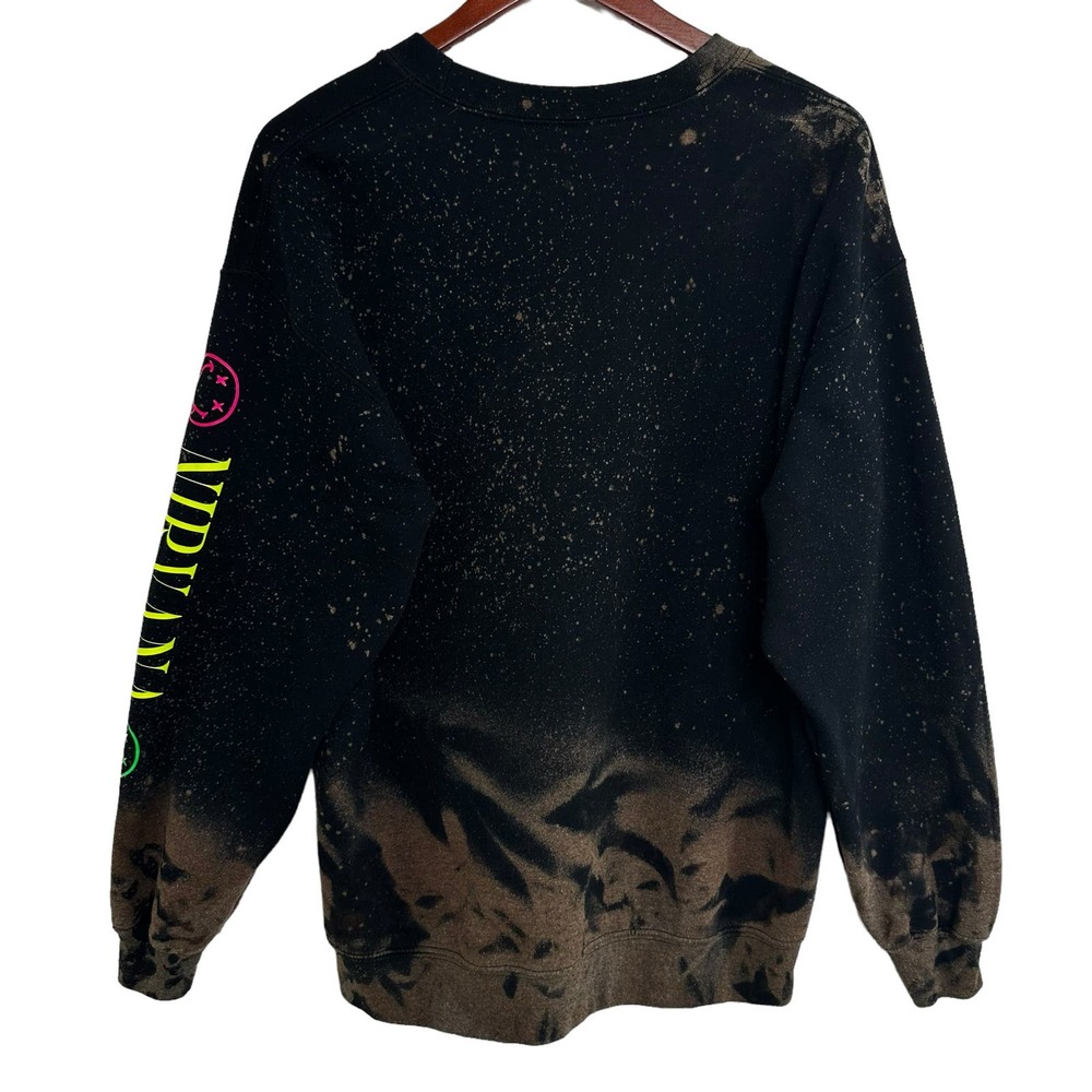 Nirvana Black Tie Dye Sweatshirt Size Large Colorful Sparkle Gildan Heavy Blend - Picture 2 of 8